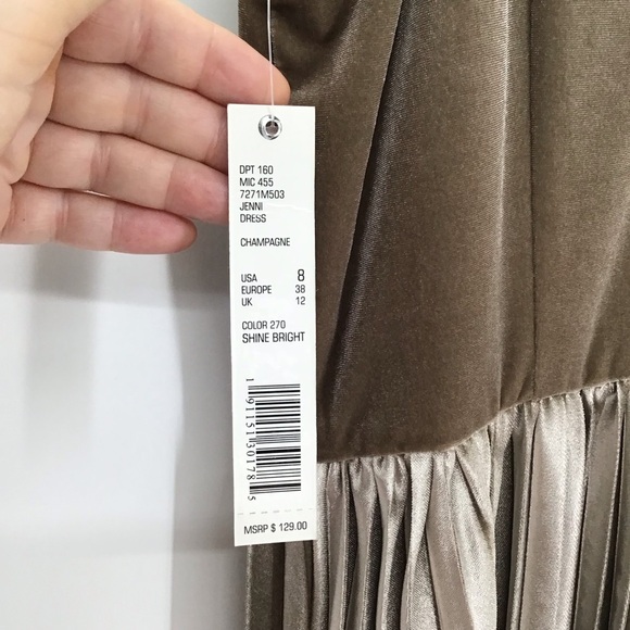 Gianni Bini Women’s Jenni Velour Pleated Mini Dress Party Champagne NWT Size 8 - Picture 8 of 9